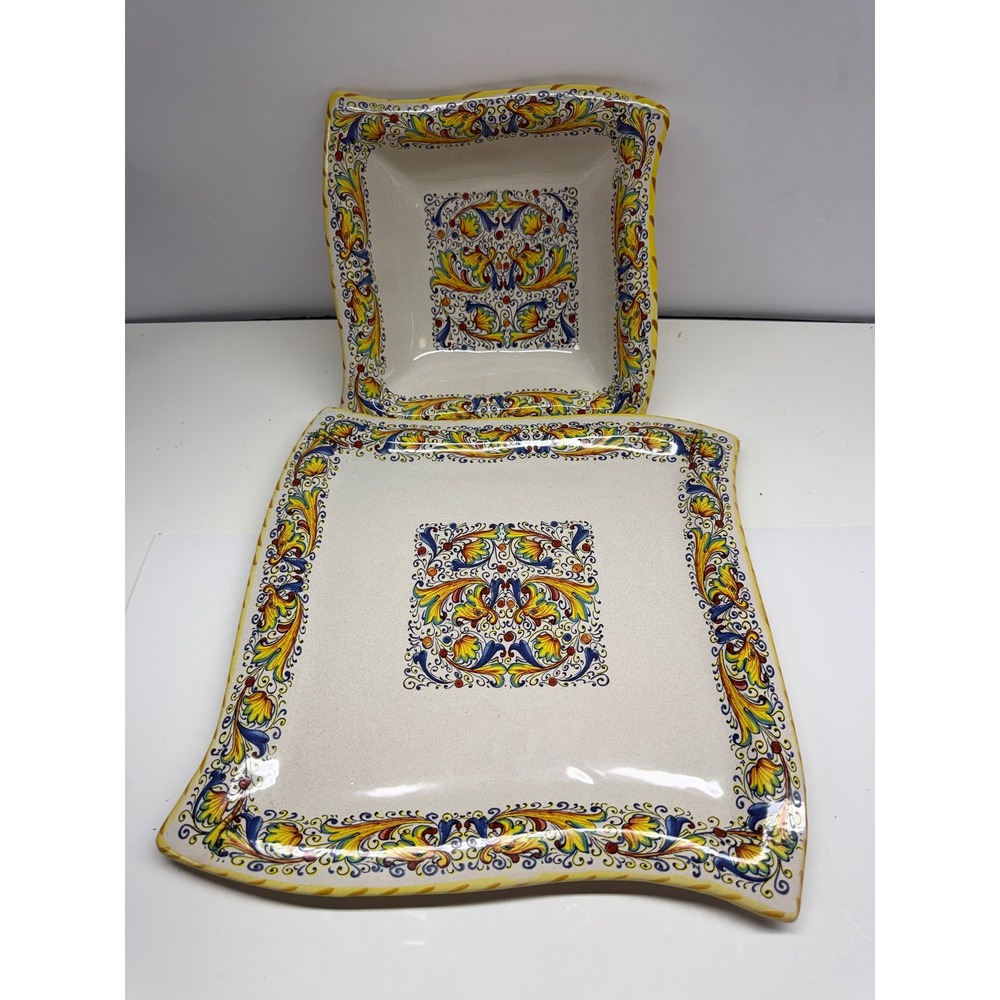 VIN Meridiana Ceramiche Italy Raffaellesco Serving Set Platter and Bowl Majolica